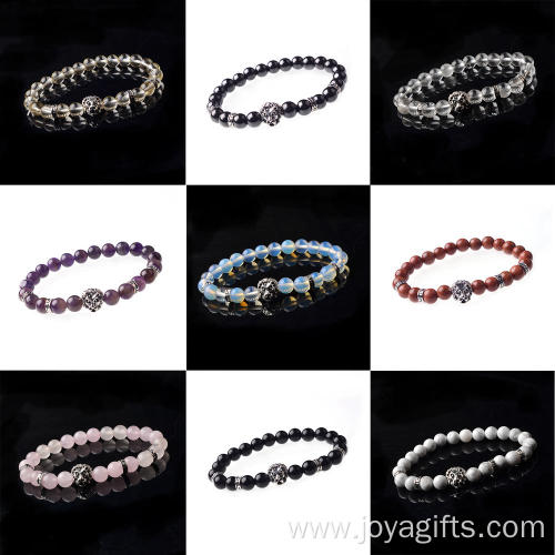 Hematite 8MM Bead Lion-Head Gemstone Bracelet